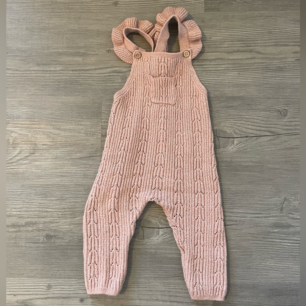 Zara Blush Knit Kids Overalls and Shirt